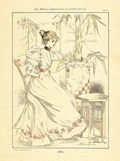 Drypoint Prints: Fashionable woman reading a novel, Paris, 1881