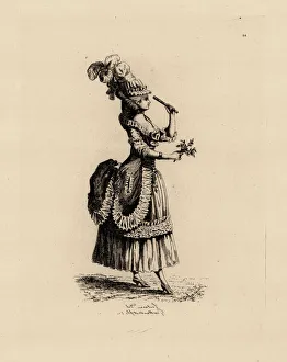 Etienne Gallery: Fashionable woman with rose and fan, era of Marie Antoinette