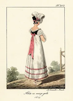 Domenico Cuciniello Prints: Fashionable woman in semi-formal outfit, 1815