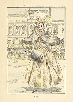Drypoint Prints: Fashionable woman at the Theatre des Funambules, Paris, 1834