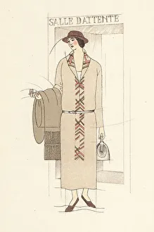 Fashionable woman in front of a waiting room in a train station
