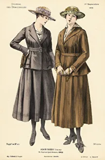 Fichu Prints: Two fashionable women on an autumn stroll, WWI