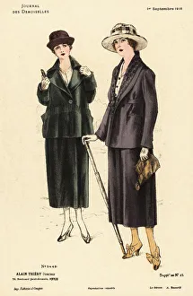 Handbag Prints: Two fashionable women on an autumn stroll, WWI
