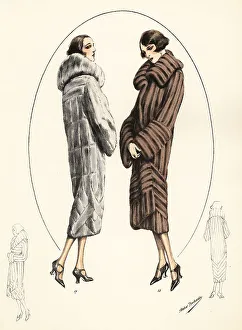 Haircut Prints: Fashionable women in bob haircuts and fur coats, 1926