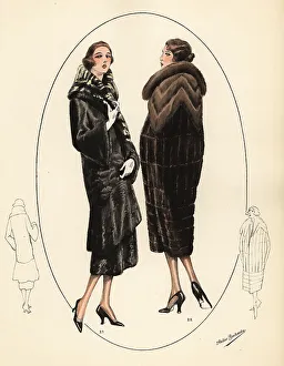 Curl Prints: Fashionable women in bob haircuts and fur coats, 1926
