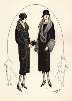 Fashionable women in cloche hats and fur coats, 1926
