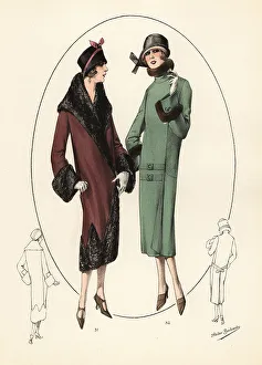 Haircut Prints: Fashionable women in cloche hats and fur coats, 1926
