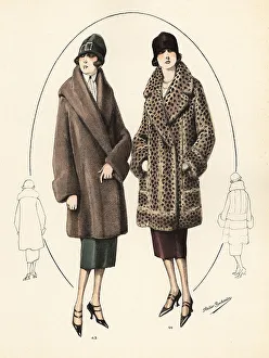 Coypu Prints: Fashionable women in cloche hats and fur coats, 1926