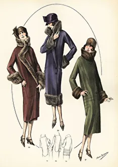 Fashionable women in cloche hats and fur coats, 1926