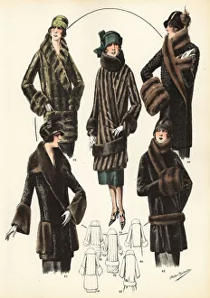 Haircut Prints: Fashionable women in cloche hats and fur jackets, 1926