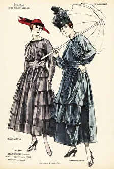 Fashion Plate Prints: Two fashionable women in dresses with full skirts, WWI