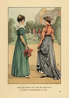 Images Dated 10th July 2019: Fashionable women enjoying the delights of Malmaison, 1804