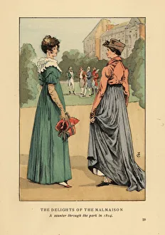 Images Dated 10th July 2019: Fashionable women enjoying the delights of Malmaison, 1804