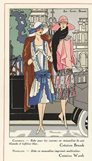 Worth Prints: Two fashionable women near an automobile, 1926