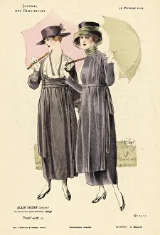 Fashion Plate Prints: Two fashionable women on a winter stroll in a park, WWI