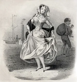 Fashionable young Lady's dress ruined by brush with Sweep