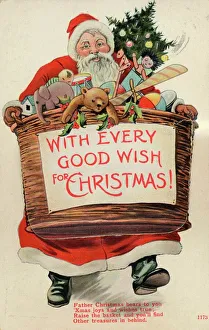 <b class=qtipBold><figcaption>Father Christmas</figcaption></b><br>Father Christmas carries a basket of presents<br><em>© Mary Evans Picture Library</em> Father Christmas
