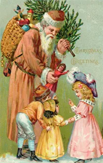 <b class=qtipBold><figcaption>Father Christmas</figcaption></b><br>Father Christmas hands out presents to children<br><em>© Mary Evans Picture Library</em> Father Christmas