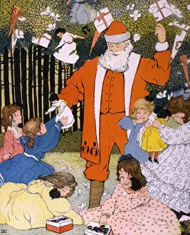 Eager Prints: Father Christmas delivering Xmas presents