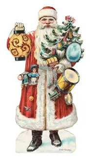 Father Christmas with presents on a Victorian scrap