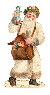 Father Christmas with presents on a Victorian scrap