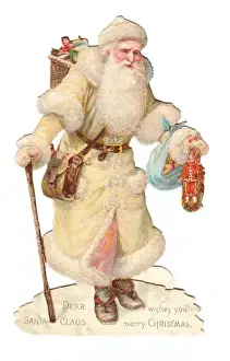 Father Christmas with presents on a Victorian scrap