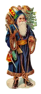 Father Christmas with presents on a Victorian scrap
