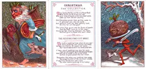 Snowing Prints: Father Christmas and pudding on a Christmas card
