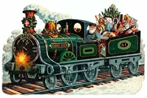 Images Dated 16th November 2015: Father Christmas in a train on a Victorian scrap
