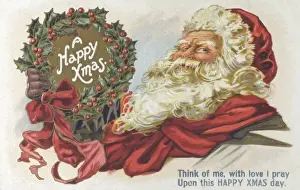 Yuletide Prints: Father Christmas and wreath