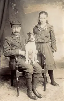 Russell Prints: Father and daughter with a Jack Russell