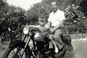 Bonding Collection: Father & son on a 1950s BSA motorcycle