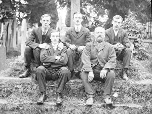 Bereavement Prints: Father and four sons in a graveyard, Mid Wales