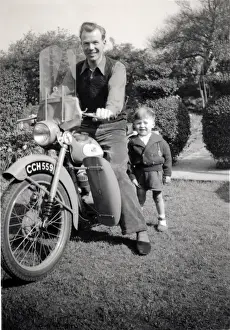 Saddle Prints: father and sonwith a 1951 / 2 BSA Bantam motorcycle