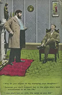 Negotiation Collection: Father and suitor on a postcard