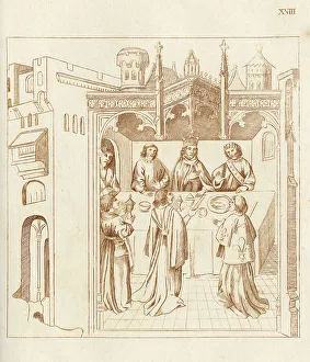 1400s Prints: A feast held on Whitsun by Charles VI