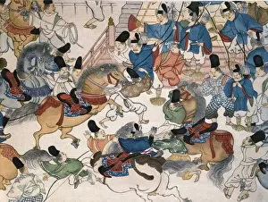 12th Prints: Feast in front of a palace (12th-13th c. ). Japanese