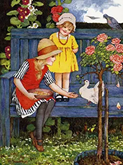 Millicent Prints: Feeding pigeons