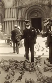S Eed Prints: Feeding pigeons before St Marks Basilica, Venice, Italy
