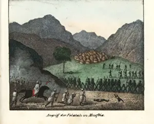 Felatah warriors defending Musfeia from an Arab attack