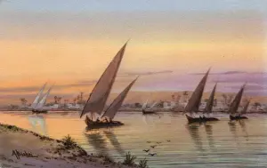 Dusk Prints: Feluccas on the River Nile, Cairo, Egypt - Evening