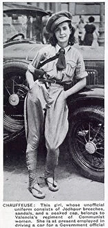 Images Dated 9th June 2021: A female chauffeur of Valencia's Communist Regiment, who was employed driving a Republican