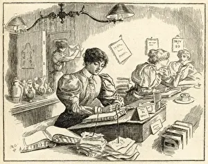 Clerical Prints: Female Clerk in china factory