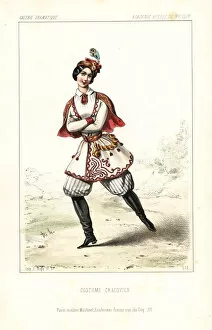 Krakow Collection: Female dancer in costume of a woman of Krakow, 1845