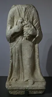 Grapes Prints: Female figure carrying offerings (a bird and grapes)