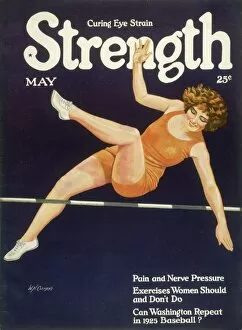 Strength Gallery: Female high jumper in orange costume