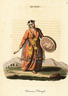 Fringe Prints: Female magician or shaman, Mongol people, 18th century