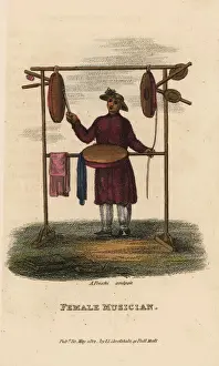 Howlett Prints: Female musician playing chimes and gongs, Qing Dynasty