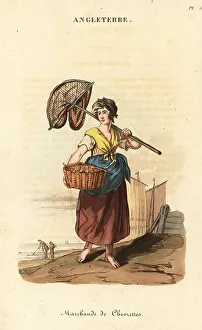Librairie De Gide Fils Prints: Female shrimper on the English coast