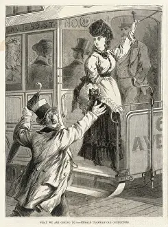 Hurrying Prints: Female tramway car conductor, USA